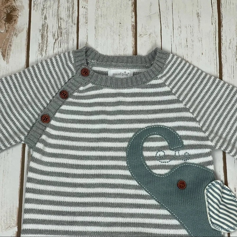 Mud Pie Striped Long Sleeve One Piece Size 12M
